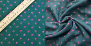 Warm Green Fabric with Flowers  - 1/2 yard