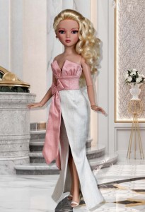 Ivory & Pink Silk Gown for 16" Ellowyne & Neema