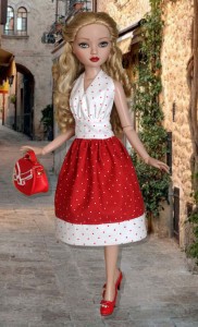 Red & White Polka Dot Dress for 16" Ellowyne Dolls 