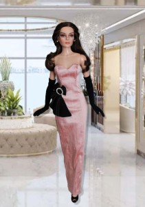 Pink & Black Gown & Goves for 16.5" RTB101 Dolls 
