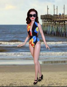 Bold Floral Halter Swim Suit & Sunglasses for 16.5" RTB101 Dolls