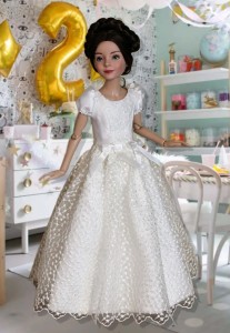 White Lace Princess Gown for 12" Anne Dolls