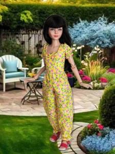 Yellow Floral Romper for 12" Anne Dolls 