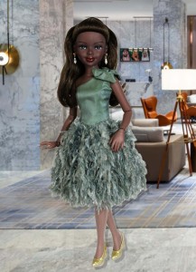 Green Silk Textured Bubble Dress for 16" Ellowyne & Neema Dolls 