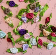 Mini Colorful Satin Roses - 1 dozen
