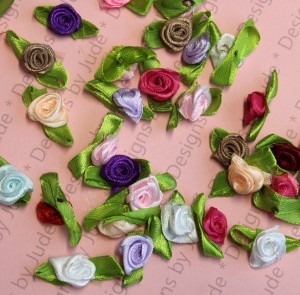Mini Colorful Satin Roses - 1 dozen