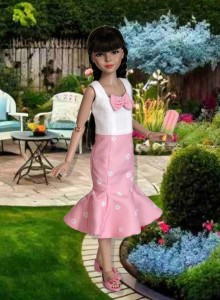 Pink & White Floral Dress  for 12" Anne Dolls 