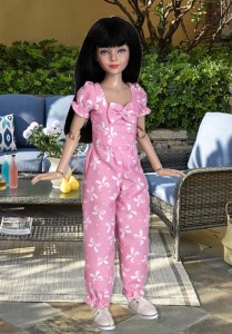 Pink & White Bows Romper for 12" Anne Dolls 