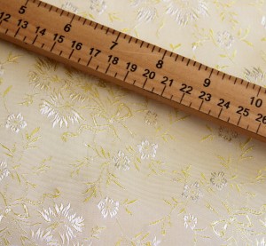 Yellow Brocade Fabric with Floral Pattern