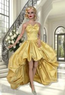 Lemon Cream Silk Asymmetric Bubble Gown for 16.5" RTB101 Grace Dolls 
