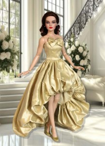 Liquid Gold Silk Asymmetric Bubble Gown for 16.5" RTB101 Grace Dolls 
