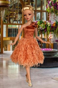 Tangerine Silk Textured Bubble Gown for 16" Ellowyne & Neema Dolls