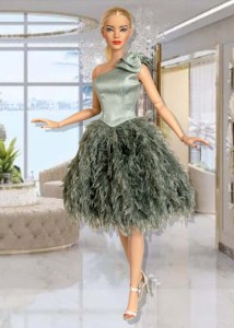 Seafoam Silk Textured Bubble Gown for 16.5" RTB102 Lacie Churchill Dolls