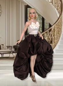 Cream & Chocolate Silk Gown for 16.5" RTB101 Grace Dolls 