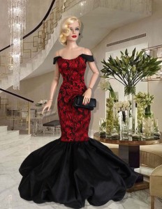 Black & Red Bubble Gown for 16.5" RTB101 Grace Dolls 
