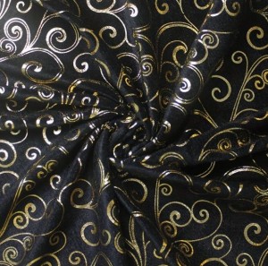 Black Velvet with Foil Swirl Pattern Fabric (note: width 59")