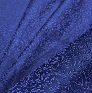 Indigo Blue Jacquard Fabric with a Delicate Flowing Pattern (note: width 28")