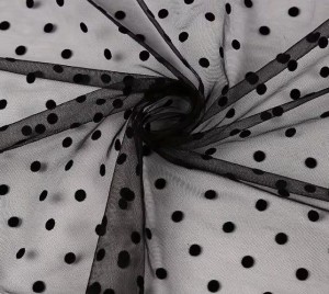 Black Polkadot Mesh Dot Fabric - 59" Width