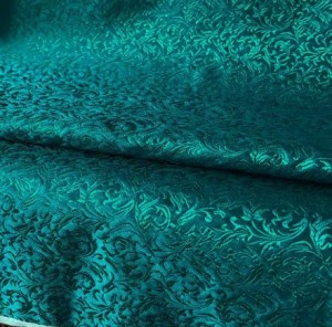 Teal Jacquard Fabric with a Delicate Flowing Pattern (note: width 28")