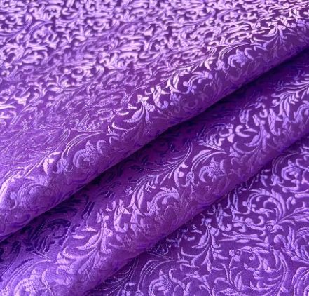 Purple Jacquard Fabric with a Delicate Flowing Pattern (note: width 28")