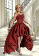 Rich Red Asymmetric Bubble Gown for 16.5" RTB101 Grace Dolls 