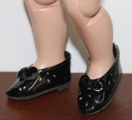 48mm  Black Slip On Shoes with Bow shown on LeeAnn & Patsy