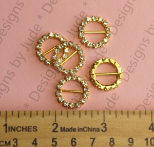 19mm Round Gold or Silver Tone Rhinestone Buckle (2036)