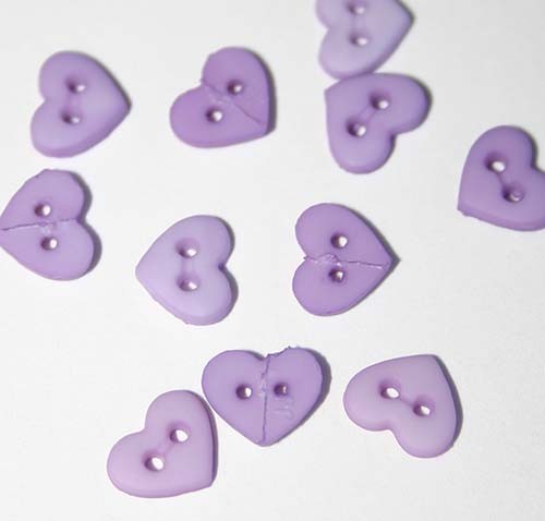 1/4 Light Purple Heart Shaped Buttons