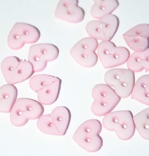 1/4 Pink Heart Shaped Buttons