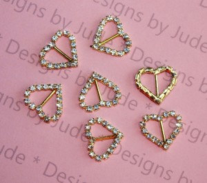 15mm x 17mm Heart Shaped Rhinestone Buckle 