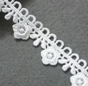 White Embroidered Lace Trim- 1 yard