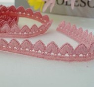 Pink Embroidered Heart Trim, 1.5cm Wide