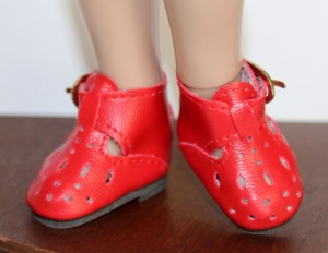 40mm Red Shoes with Gold Buckle