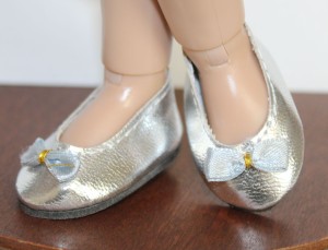 46mm Silver Slip On Shoes with Bow shown on Bethany