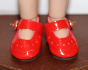46mm Red Patent Scallop Shoes for 12" Bethany