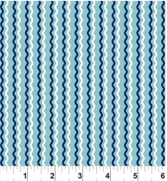 Kimberbell Basics Wavy Stripe Blue Fabric 1/4 yard