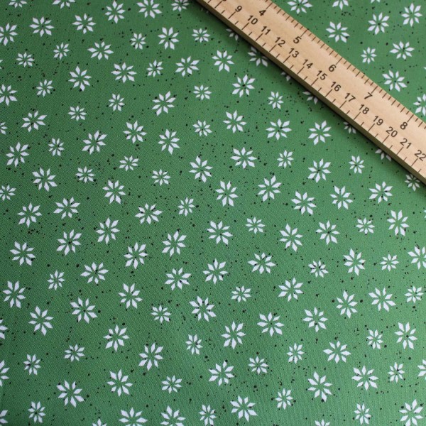 Warm Wishes Snowflake Star Fabric - Green